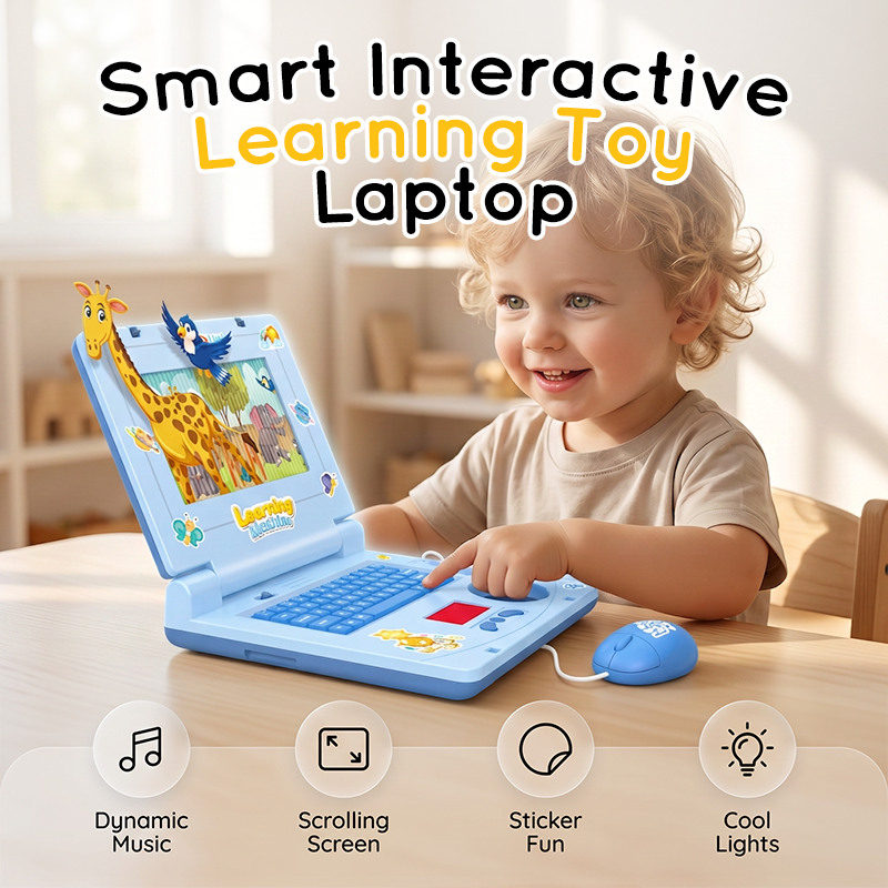 Laptop—featuring lights, sounds, and educational games—fostering creativity and motor skills through play 🎵