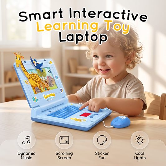 Laptop—featuring lights, sounds, and educational games—fostering creativity and motor skills through play 🎵