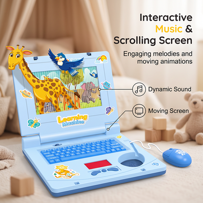 Laptop—featuring lights, sounds, and educational games—fostering creativity and motor skills through play 🎵