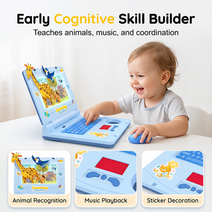 Laptop—featuring lights, sounds, and educational games—fostering creativity and motor skills through play 🎵