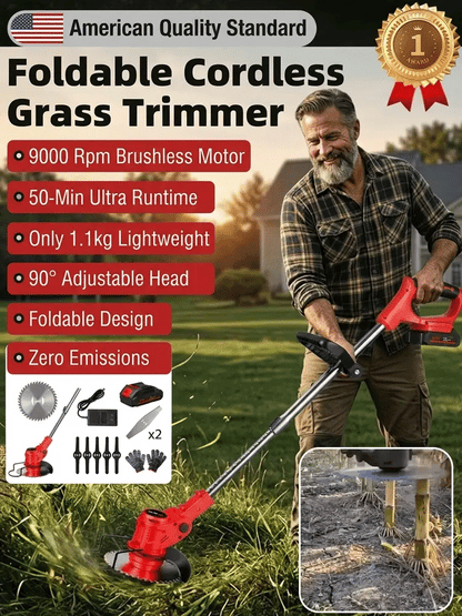 Lightweight Cordless Grass Trimmer – Quiet 9000 RPM Lawn Care Tool