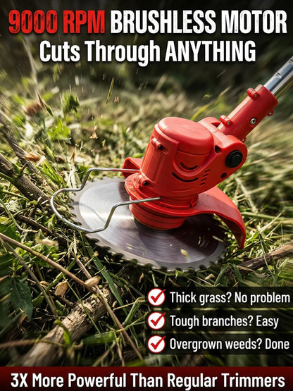 Lightweight Cordless Grass Trimmer – Quiet 9000 RPM Lawn Care Tool