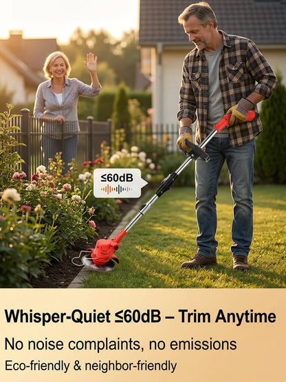 Lightweight Cordless Grass Trimmer – Quiet 9000 RPM Lawn Care Tool