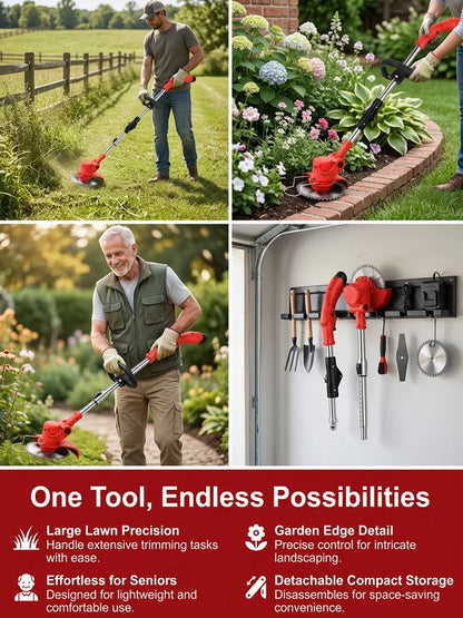 Lightweight Cordless Grass Trimmer – Quiet 9000 RPM Lawn Care Tool
